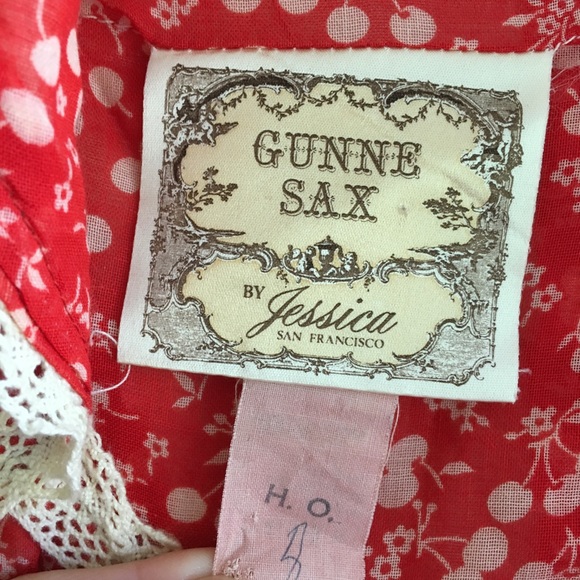 VINTAGE Gunne Sax ONE OF A KIND Cherry Print Dress - Picture 7 of 9